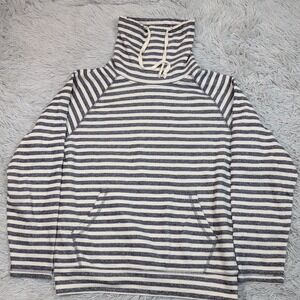 Karissa Me Sweatshirt Womens M Gray Striped Pocket Turtleneck Comfort Casual